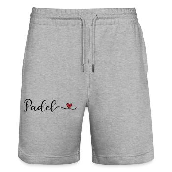 Padel Heart Design - Stanley/Stella Trainer Unisex Organic Jogging Shorts - heather grey - Front - Nik (191cm) & Marisol (170cm)