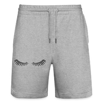 Eye lashes looking down. - Stanley/Stella Trainer Unisex Organic Jogging Shorts - heather grey - Front - Nik (191cm) & Marisol (170cm)