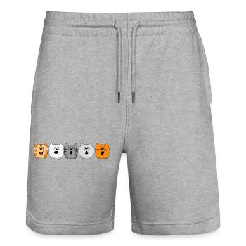 singende Katzen - Stanley/Stella Unisex Bio Joggingshorts Trainer  - Grau meliert - Vorne - Nik (191cm) & Marisol (170cm)