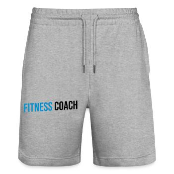 fitness coach blue and black - Stanley/Stella Trainer Unisex Organic Jogging Shorts - heather grey - Front - Nik (191cm) & Marisol (170cm)