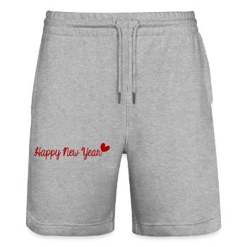 HAPPY NEW YEAR. NEW YEAR'S EVE. NEW YEAR - Stanley/Stella Trainer Unisex Organic Jogging Shorts - heather grey - Front - Nik (191cm) & Marisol (170cm)