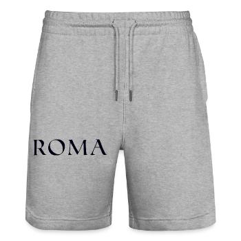 ROMA Rome Italy Italy - Stanley/Stella Trainer Unisex Organic Jogging Shorts - heather grey - Front - Nik (191cm) & Marisol (170cm)