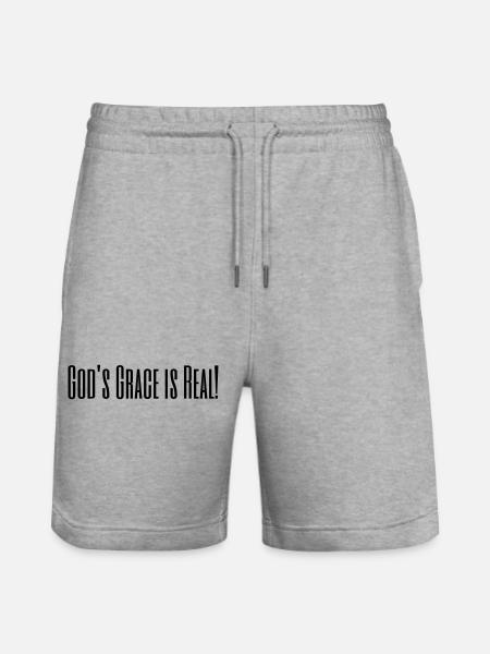 God's Grace is Real - Stanley/Stella Trainer Unisex Organic Jogging Shorts - heather grey