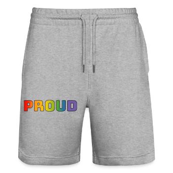 Regenbogen proud schwarz - Stanley/Stella Unisex Bio Joggingshorts Trainer  - Grau meliert - Vorne - Nik (191cm) & Marisol (170cm)
