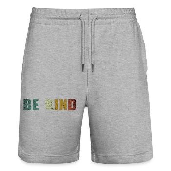 Be Kind - Stanley/Stella Trainer Unisex Organic Jogging Shorts - heather grey - Front - Nik (191cm) & Marisol (170cm)