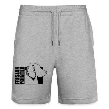 Frisian Pointer Profile Dogs Dog Wilsigns - Stanley/Stella Trainer Unisex Organic Jogging Shorts - heather grey - Front - Nik (191cm) & Marisol (170cm)