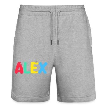 Nom - Alex - Short de jogging bio TRAINER Stanley/Stella unisexe - gris chiné - Devant - Nik (191cm) & Marisol (170cm)