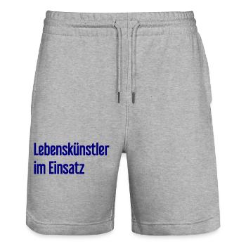Lebenskünstler im Einsatz - Stanley/Stella Unisex Bio Joggingshorts Trainer  - Grau meliert - Vorne - Nik (191cm) & Marisol (170cm)