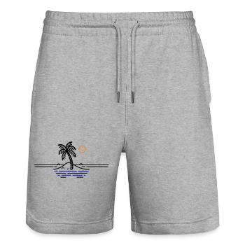 Vacances à Palm Island - Short de jogging bio TRAINER Stanley/Stella unisexe - gris chiné - Devant - Nik (191cm) & Marisol (170cm)