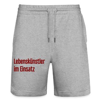 Lebenskünstler im Einsatz - Stanley/Stella Unisex Bio Joggingshorts Trainer  - Grau meliert - Vorne - Nik (191cm) & Marisol (170cm)
