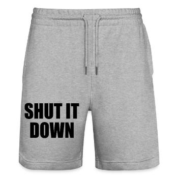Shut it down - Stanley/Stella Unisex Bio Joggingshorts Trainer  - Grau meliert - Vorne - Nik (191cm) & Marisol (170cm)