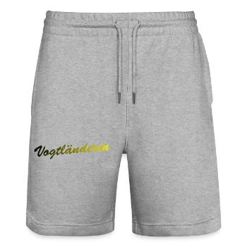 Vogtländerin - Stanley/Stella Unisex Bio Joggingshorts Trainer  - Grau meliert - Vorne - Nik (191cm) & Marisol (170cm)