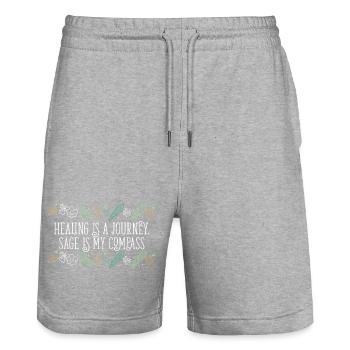 Healing Is A Journey Sage Is My Compass Smudge - Stanley/Stella Trainer Unisex Organic Jogging Shorts - heather grey - Front - Nik (191cm) & Marisol (170cm)