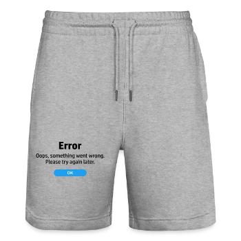 Error something went wrong. Please try again later - Stanley/Stella Trainer Unisex Organic Jogging Shorts - heather grey - Front - Nik (191cm) & Marisol (170cm)