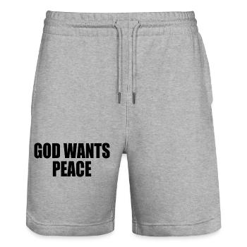 God wants peace - Short de jogging bio TRAINER Stanley/Stella unisexe - gris chiné - Devant - Nik (191cm) & Marisol (170cm)