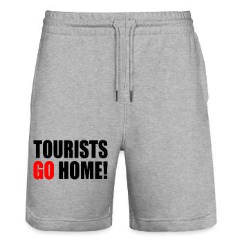 tourists go home - Short de jogging bio TRAINER Stanley/Stella unisexe - gris chiné - Devant - Nik (191cm) & Marisol (170cm)