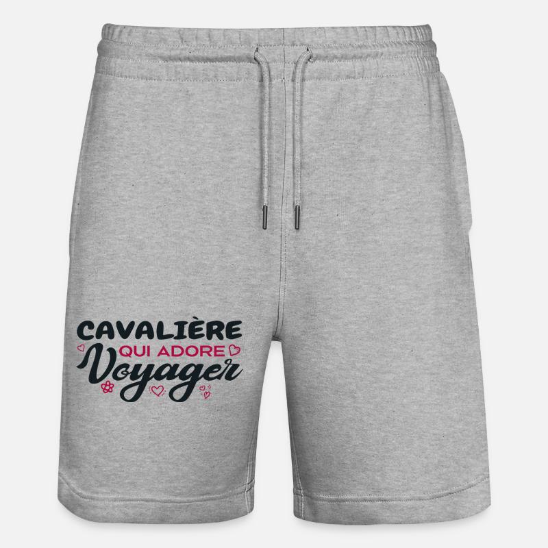 Cavalière globe-trotteuse passionnée de voyages - Short de jogging bio TRAINER Stanley/Stella unisexe - gris chiné