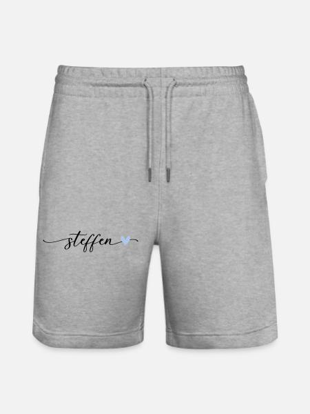 Steffen Name Calligraphy Font - Stanley/Stella Trainer Unisex Organic Jogging Shorts - heather grey