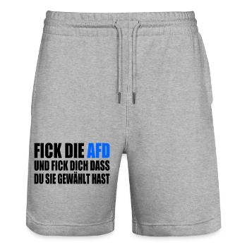 fick die afd und fick dich dass du sie gewählt has - Stanley/Stella Unisex Bio Joggingshorts Trainer  - Grau meliert - Vorne - Nik (191cm) & Marisol (170cm)