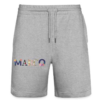 Le nom MARCO décoré de fleurs - Short de jogging bio TRAINER Stanley/Stella unisexe - gris chiné - Devant - Nik (191cm) & Marisol (170cm)