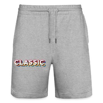 Retro Klassik - Stanley/Stella Unisex Bio Joggingshorts Trainer  - Grau meliert - Vorne - Nik (191cm) & Marisol (170cm)