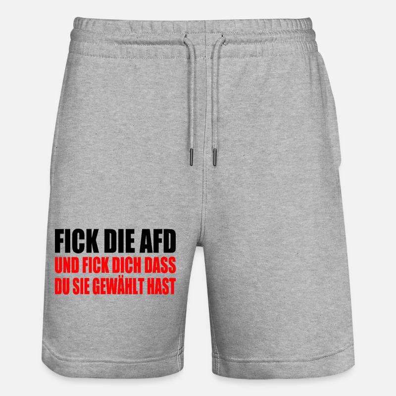 fick die afd - Stanley/Stella Unisex Bio Joggingshorts Trainer  - Grau meliert