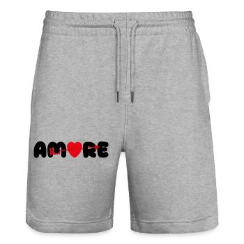 Amore Heart Arrow Love Valentine's Day - Stanley/Stella Trainer Unisex Organic Jogging Shorts - heather grey - Front - Nik (191cm) & Marisol (170cm)