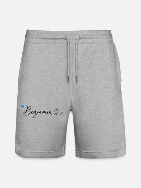 Benjamin Nom Prénom Calligraphie coeur - Short de jogging bio TRAINER Stanley/Stella unisexe - gris chiné