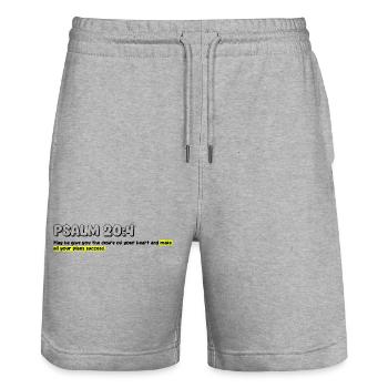 Abstract Geometric Pattern on Bright Background - Stanley/Stella Trainer Unisex Organic Jogging Shorts - heather grey - Front - Nik (191cm) & Marisol (170cm)