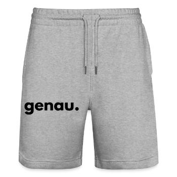 Genau – Funny Saying Statement - Stanley/Stella Unisex Bio Joggingshorts Trainer  - Grau meliert - Vorne - Nik (191cm) & Marisol (170cm)