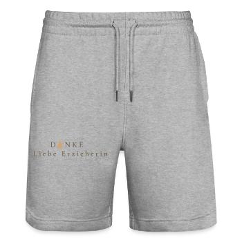 Thank you – dear kindergarten teacher, a gift with a heart - Stanley/Stella Trainer Unisex Organic Jogging Shorts - heather grey - Front - Nik (191cm) & Marisol (170cm)