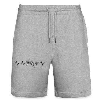 Controller Gamer EKG Herzschlag - Stanley/Stella Unisex Bio Joggingshorts Trainer  - Grau meliert - Vorne - Nik (191cm) & Marisol (170cm)