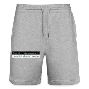 Helle Momente - Stanley/Stella Unisex Bio Joggingshorts Trainer  - Grau meliert - Vorne - Nik (191cm) & Marisol (170cm)