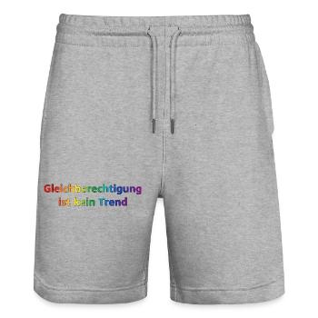 Equality is not a trend rainbow - Stanley/Stella Trainer Unisex Organic Jogging Shorts - heather grey - Front - Nik (191cm) & Marisol (170cm)