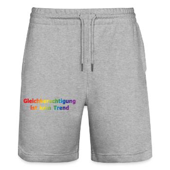 Equality is not a trend rainbow - Stanley/Stella Trainer Unisex Organic Jogging Shorts - heather grey - Front - Nik (191cm) & Marisol (170cm)