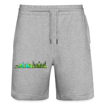 Zaragoza City Skyline Basilica Line Art - Stanley/Stella Trainer Unisex Organic Jogging Shorts - heather grey - Front - Nik (191cm) & Marisol (170cm)