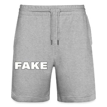 Fake - Stanley/Stella Trainer Unisex Organic Jogging Shorts - heather grey - Front - Nik (191cm) & Marisol (170cm)
