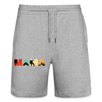 Mama Camping Retro Sunset Hiking Silhouette - Stanley/Stella Trainer Unisex Organic Jogging Shorts - heather grey - Front - Nik (191cm) & Marisol (170cm)