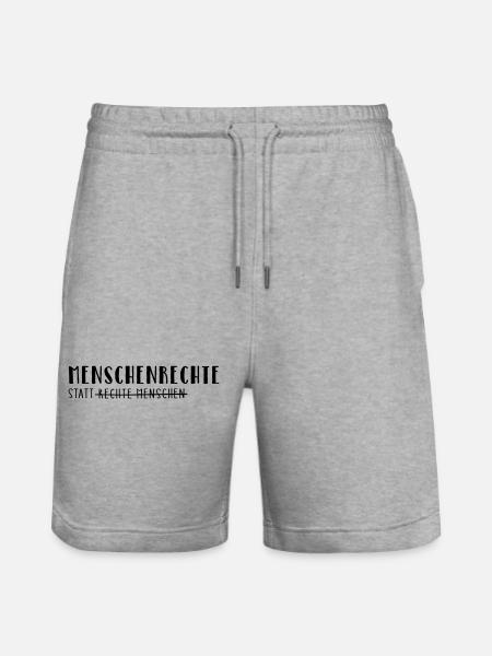 Human rights instead of right-wing people - Stanley/Stella Trainer Unisex Organic Jogging Shorts - heather grey