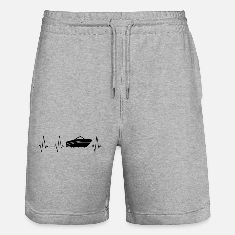 Herzschlag Motorboot Boot - Stanley/Stella Unisex Bio Joggingshorts Trainer  - Grau meliert