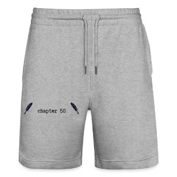 chapter 50 Birthday - Stanley/Stella Trainer Unisex Organic Jogging Shorts - heather grey - Front - Nik (191cm) & Marisol (170cm)