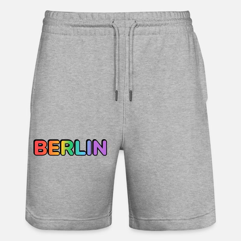 Berlin Rainbow Gradient Letters LGBT - Stanley/Stella Unisex Bio Joggingshorts Trainer  - Grau meliert