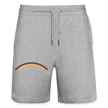 Deutschland Flagge Linie - Stanley/Stella Unisex Bio Joggingshorts Trainer  - Grau meliert - Vorne - Nik (191cm) & Marisol (170cm)