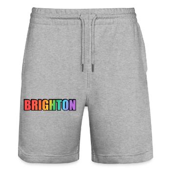 Brighton UK LGBTQ Rainbow Gay Pride - Short de jogging bio TRAINER Stanley/Stella unisexe - gris chiné - Devant - Nik (191cm) & Marisol (170cm)