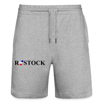 Rostock Schriftzug mit Stadtkarte im Stadtnamen - Stanley/Stella Unisex Bio Joggingshorts Trainer  - Grau meliert - Vorne - Nik (191cm) & Marisol (170cm)