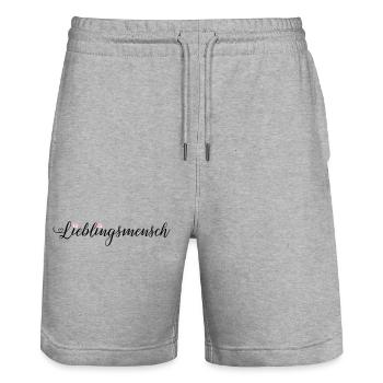 Lieblingsmensch - Stanley/Stella Unisex Bio Joggingshorts Trainer  - Grau meliert - Vorne - Nik (191cm) & Marisol (170cm)