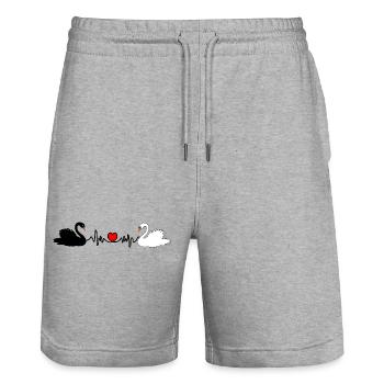 Ich liebe meine Hochzeit Herzfrequenz Cardio - Stanley/Stella Unisex Bio Joggingshorts Trainer  - Grau meliert - Vorne - Nik (191cm) & Marisol (170cm)