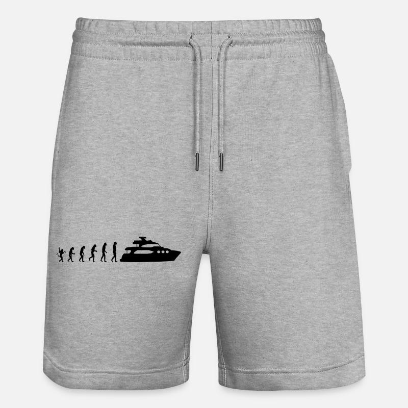 Boat Evolution Motorboat - Stanley/Stella Trainer Unisex Organic Jogging Shorts - heather grey
