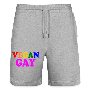 Vegan gay - Short de jogging bio TRAINER Stanley/Stella unisexe - gris chiné - Devant - Nik (191cm) & Marisol (170cm)