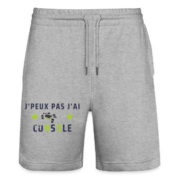 J peux pas j ai console - Short de jogging bio TRAINER Stanley/Stella unisexe - gris chiné - Devant - Nik (191cm) & Marisol (170cm)